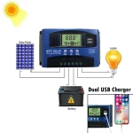MPPT Solar Charge Controller  Dual USB LCD Display 12V 24V Solar Cell Panel Charger Regulator with Load